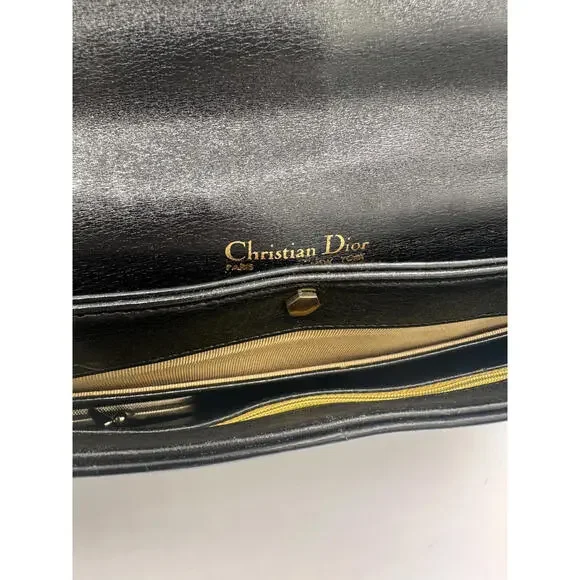Christian Dior Leather Shoulder Bag CD Logo Plate/Black, GUC - Picture 10 of 13